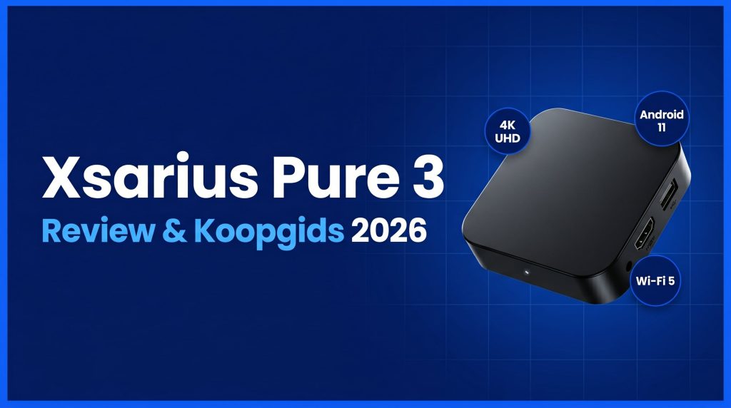 Xsarius Pure 3 review 2026 banner met box en specs badges